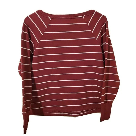 Stars Above Burgundy Small White Striped Sweatshirt Womens Pull over New - Picture 2 of 2